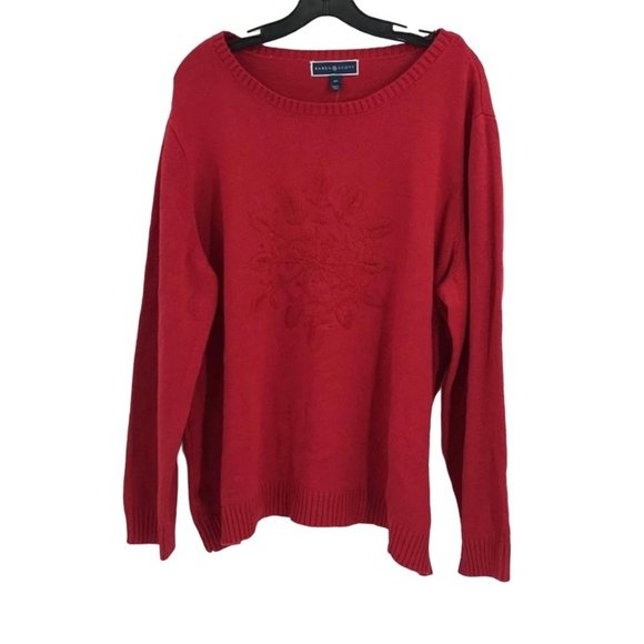 Karen Scott Embroidered Snowflake Sweater New Red Amore Plus Size 2X NWT $49 - Picture 1 of 5